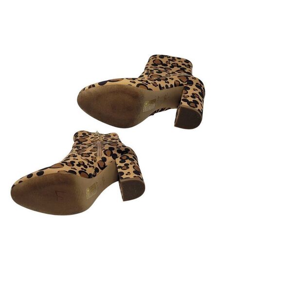 Disney X Aldo Step In Magic Leopard Chunky Heel Sock Bootie 6 Brown Mickey Boots - Picture 11 of 13